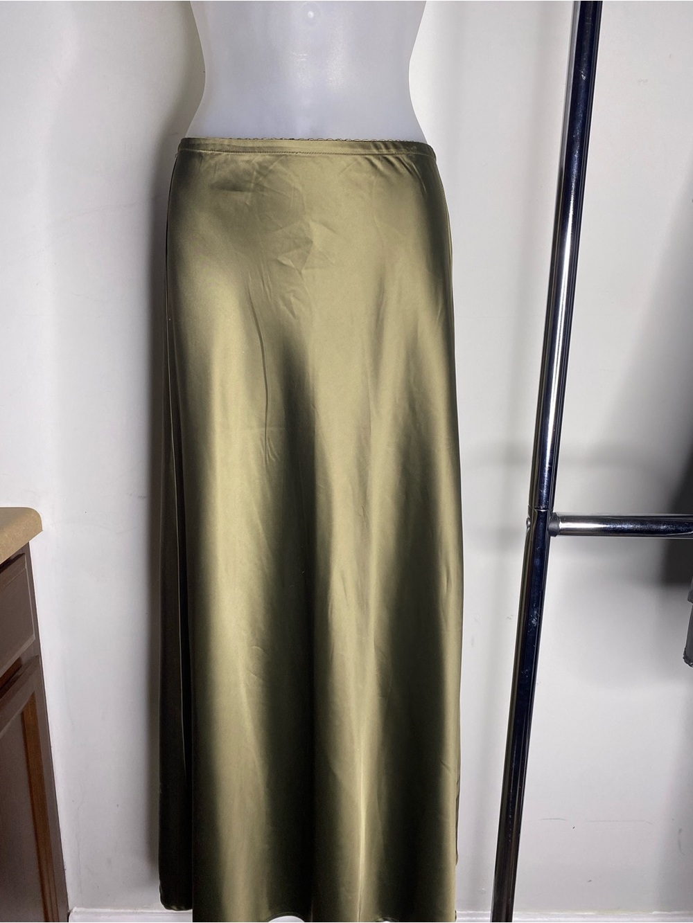 Workshop Republic Clothing Olive Satin Maxi Skirt